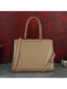 NFI Essentials - Women Textured Beige Satchel Bag