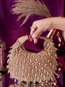 SWISNI - Women Gold Designer crystal drop moon Mini bag