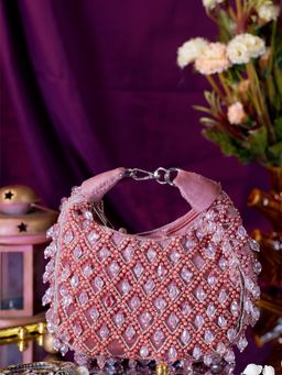 SWISNI - Women Pink Designer crystal drop moon Mini bag