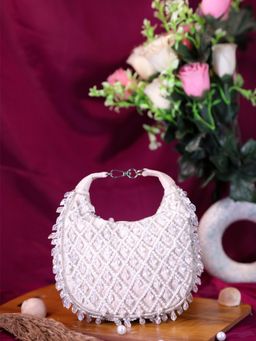 SWISNI - Women White Designer crystal drop moon Mini bag