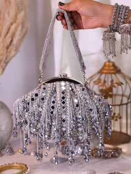 SWISNI - Grey Mirror Potli Bag