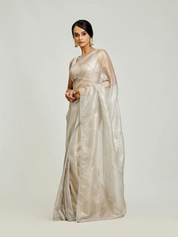 Aparnaa - White Raina Silk Saree with Unstitched Blouse