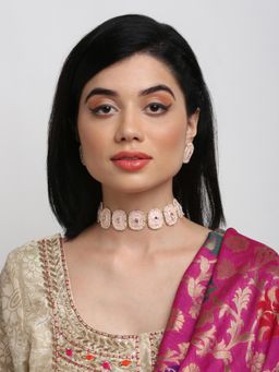 Ruby Raang Studio - Gold Kundan Choker with Earrings
