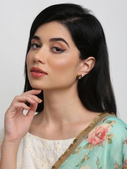 Ruby Raang Studio - Gold-Toned Green Pearl Teardrop Shaped Studs Earrings