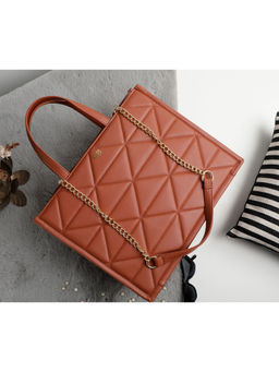 DonaBella - Tan Hazel Tote Bag for Women with Laptop Space and Detachable Strap (L)