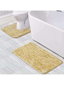 OBSESSIONS - Anti-skid Polyester Bath Mat and Contour Mat, 2Pcs Set, Gold