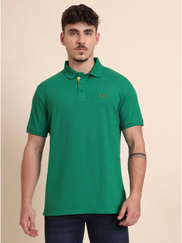 JadeBlue - Men Green Solid Polo T-Shirt