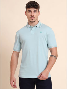 Greenfibre - Men Blue Solid Polo T-Shirt
