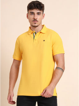 JadeBlue - Men Yellow Solid Polo T-Shirt