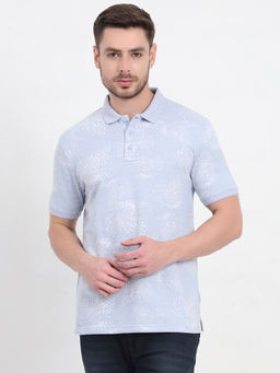 JadeBlue - Men Blue Printed Polo T-Shirt