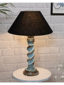 Homesake - Rope Blue Bedside Table Lamp Black Shade