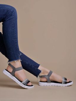 Shoetopia - Solid Smart Casual Black Flatform Sandals