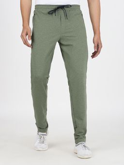 JadeBlue - Slim Fit Olive Green 100% Cotton Solid Track Pant