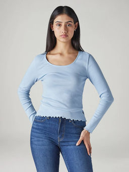 Levi's - Women's Blue Solid/Plain Top