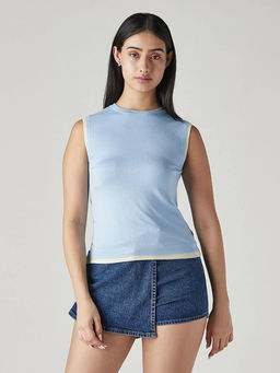 Levi's - Women's Blue Solid/Plain Top