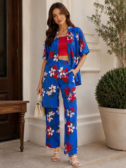 StyleStone - Women's Blue Floral Co-Ord Set