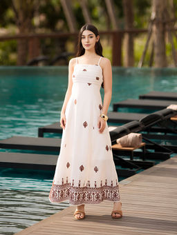 AAYU - White Linen Blend Embroidered Dress