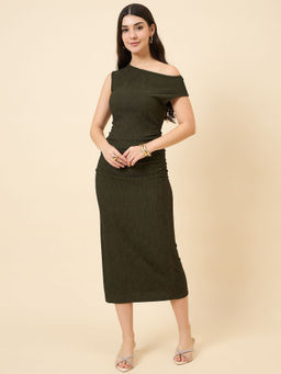 AAYU - Olive Lycra Textured Dress