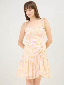 AAYU - Women's Peach Floral Print Dress