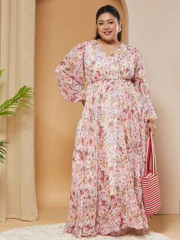 Miss Chase - A+ Curve Collection Plus Size Pink V-Neck Dress