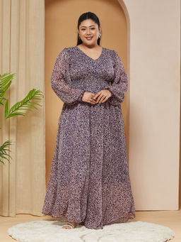 Miss Chase - A+ Curve Collection Plus Size Purple Dress