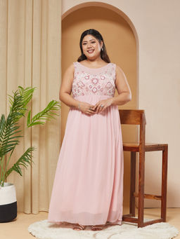Miss Chase - A+ Curve Collection Plus Size Pink Sleeveless Dress