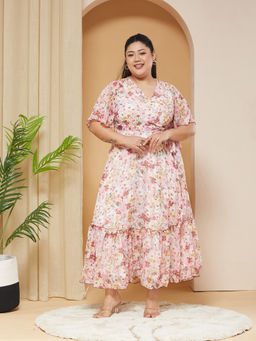 Miss Chase - A+ Curve Collection Plus Size Women's Pink Dress