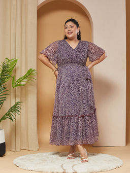 Miss Chase - A+ Curve Collection Plus Size Women's Purple Dress