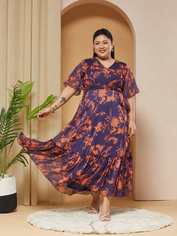 Miss Chase - A+ Curve Collection Plus Size Women's Purple Dress
