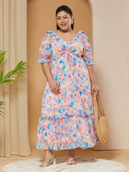 Miss Chase - A+ Curve Collection Plus Size Women's Multi-Colour Dress