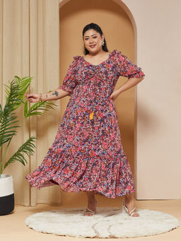 Miss Chase - A+ Curve Collection Plus Size Women's Multi-Colour Dress