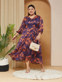 Miss Chase - A+ Curve Collection Plus Size Women's Purple Dress