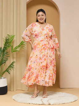 Miss Chase - A+ Curve Collection Plus Size Women's Pink Dress