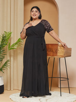Miss Chase - A+ Curve Collection Plus Size Women's Black Dress