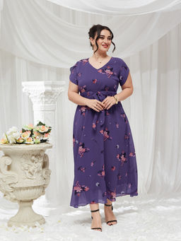 Miss Chase - A+ Curve Collection Plus Size Women's Lavender Dress