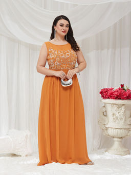 Miss Chase - A+ Curve Collection Plus Size Women's Orange Dress