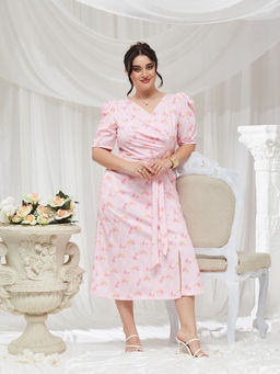 Miss Chase - A+ Curve Collection Plus Size Women's Pink Dress