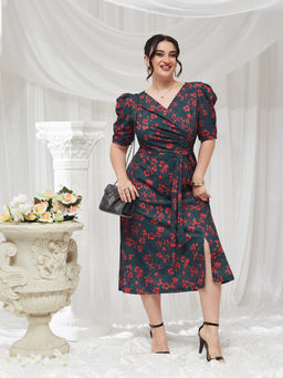 Miss Chase - A+ Curve Collection Plus Size Women's Teal Dress