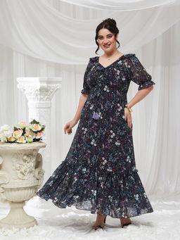 Miss Chase - A+ Curve Collection Plus Size Women's Black Dress