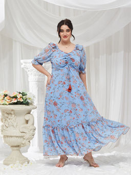 Miss Chase - A+ Curve Collection Plus Size Women's Blue Dress