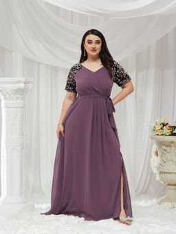 Miss Chase - A+ Curve Collection Plus Size Women's Mauve Dress