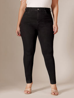 Miss Chase - A+ Curve Collection Plus Size Women's Black Skinny Fit Denim Jeans