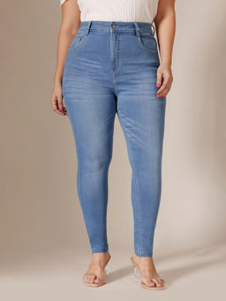 Miss Chase - A+ Curve Collection Plus Size Women's Light Blue Denim Jeans