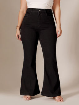 Miss Chase - A+ Curve Collection Plus Size Black Bootcut Denim Jeans