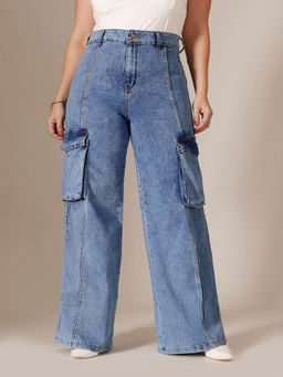 Miss Chase - A+ Curve Collection Plus Size Wide-Leg High-Rise Denim Jeans