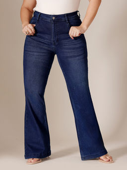 Miss Chase - A+ Curve Collection Plus Size Navy Blue Bootcut Denim Jeans