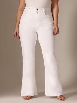 Miss Chase - A+ Curve Collection Plus Size White Bootcut High Rise Denim Jeans