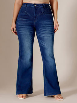 Miss Chase - A+ Curve Collection Plus Size Blue Bootcut Denim Jeans