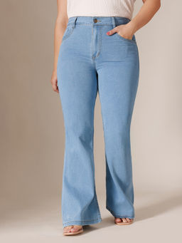 Miss Chase - A+ Curve Collection Plus Size Blue Bootcut Denim Jeans