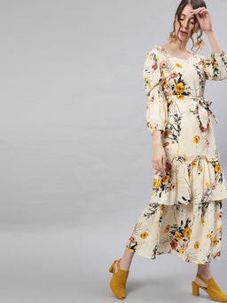 STREET 9 - Floral Printed Dress With Belt